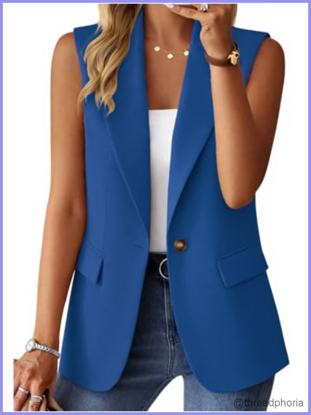 Sleeveless Open Front Blazer Vest Lightweight Wrinkle Resistant